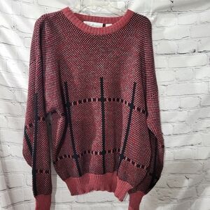 Vintage Matt Morgan Red and Black Patterned Sweater